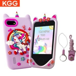 Teléfono mini KGG, teléfono inteligente para estudiantes, herramienta de aprendizaje divertida, juguete educativo temprano con música, juego, reloj despertador, calculadora y linterna, cámara dual