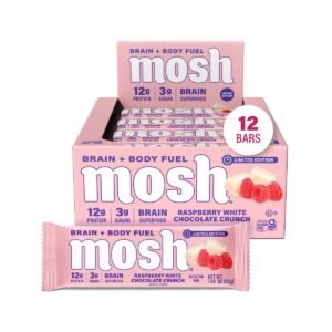 MOSH Holiday Variety Pack Keto & Vegan Protein Bars, High Fiber, Low Carb, Gluten Free, High Protein, Brain Healthy Snack with Ashwagandha, Lion's Mane, As Featured on Oprah's Favorite Things 2025, 12 Count