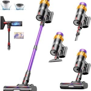 Aspiradora inalámbrica, potencia de succión de 35 kPa, motor de 350 W para pelo de mascotas, pisos duros y alfombras, depósito de polvo de 600 ml Regalos de Navidad.